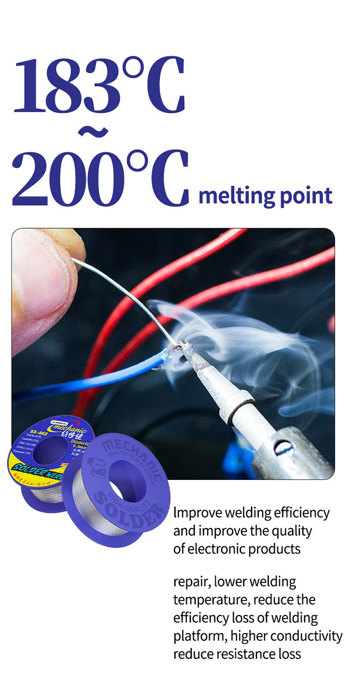Mechanic SX-862 60g 0.3mm 60/40 Tin Lead Rosin Core Solder Wire – 183°C Low Melt