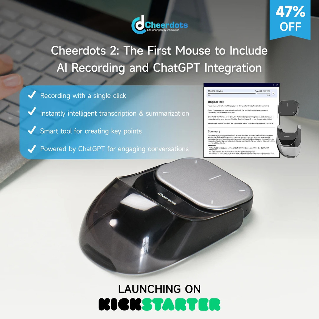 CheerTok Cheerdots 2 Wireless Touchpad All-in-one Pocket AirMouse AI ...