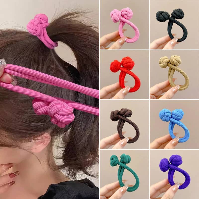 Ball Hair Tie Adjustable Lock Ribbon Ponytail Rubber Band High Elastic ...