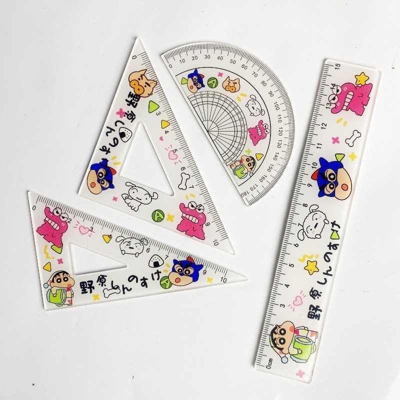 Crayon Shin-chan 4 Piece Ruler Set Kuromi Melody Angle Simple Plastic ...