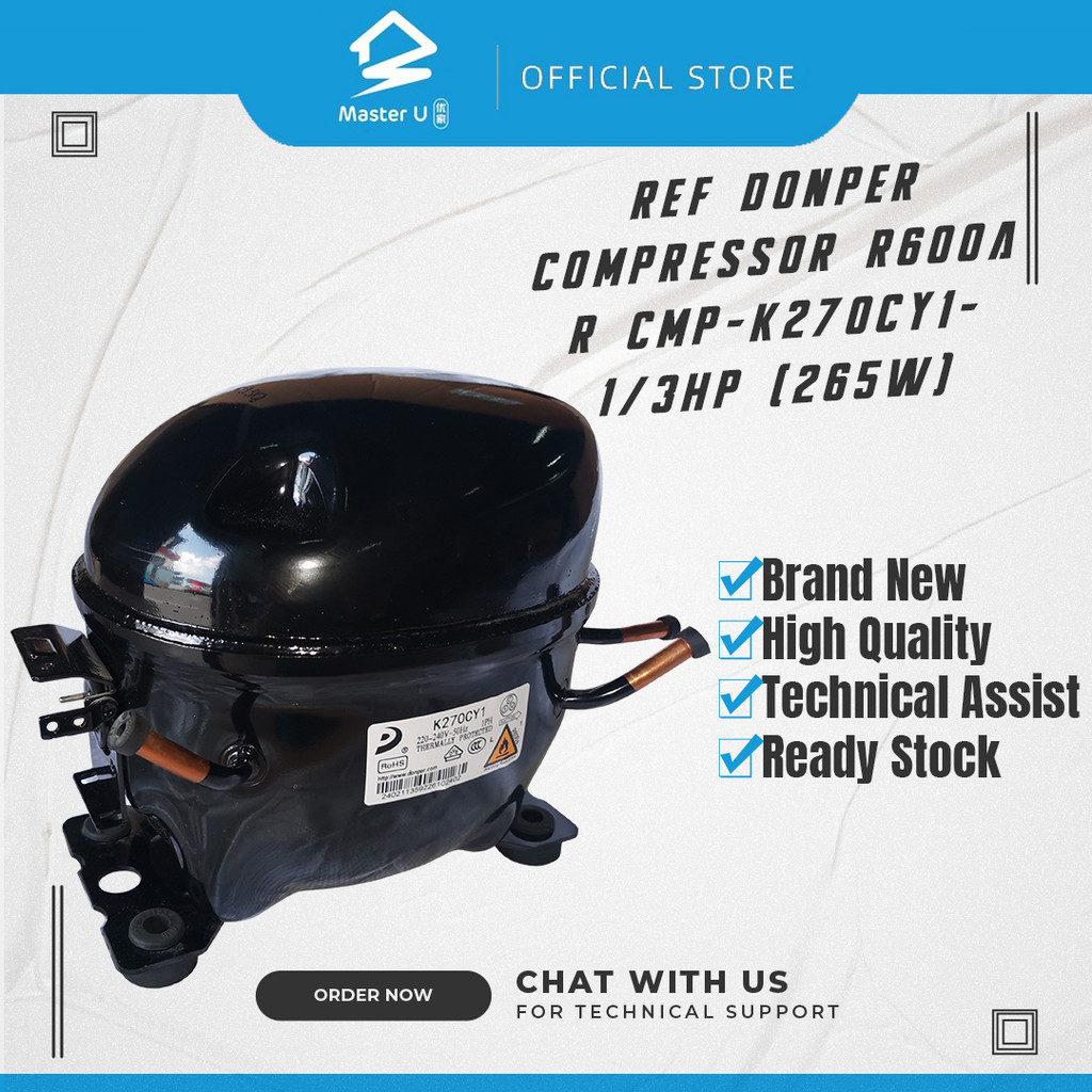 REFRIGERATOR DONPER COMPRESSOR R600A - 1/3HP (260W)-R CMP-K270CY1 ...