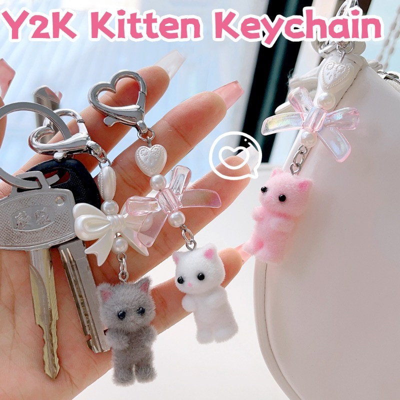 3D Flocking Cat Keychain - Fashion, Cute, Cartoon - Key Chains ...