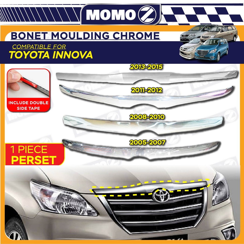Car Toyota Innova 2005 2008 2010 2013 2015 Front Bonnet Chrome Garnish ...