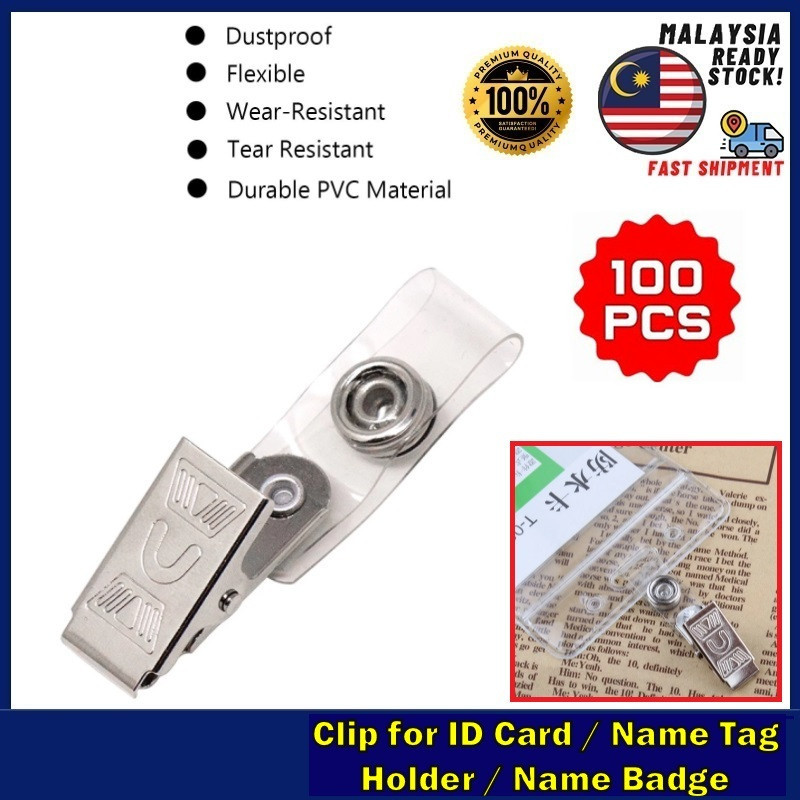 [100 PCS] Strap Clip for ID Card / Name Tag Holder / Name Badge ...