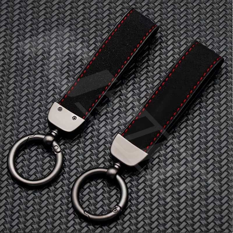 Car Suede Leather Keychain Pendant Key Chain Holder Carbon Patter Key ...
