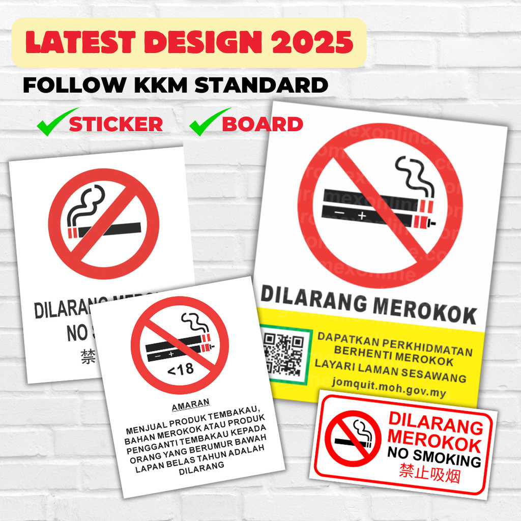 [LATEST 2025 ] No Smoking Vaping Sticker Signboard Papan Tanda Dilarang