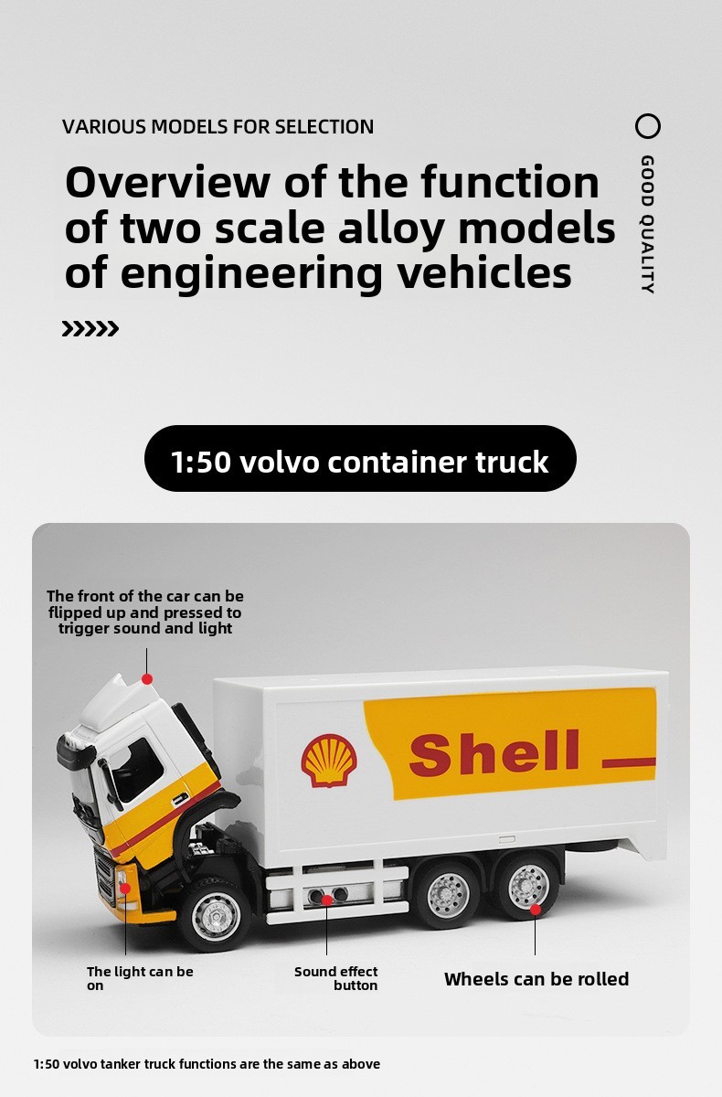 CCA Shell Co-branded Alloy Car Model Volvo Tanker Sports Car Container ...