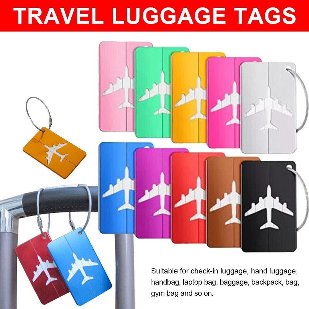 Aluminium travel luggage tags reusable suitcase baggage labels holiday