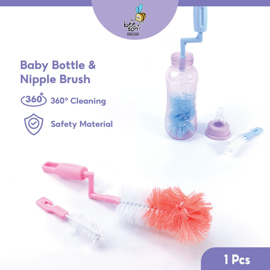 Soft , Flexible & Durable Brush In Pink Color To Clean Feeding Bottle And Nipple.