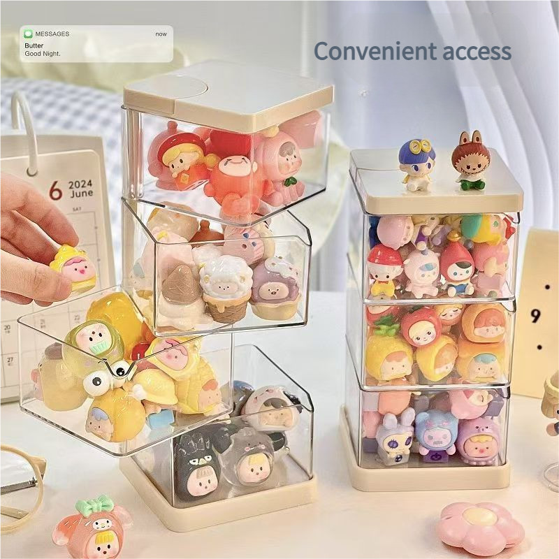 Transparent Acrylic Rotating Mini Dolls Storage Box - Multi-Layer ...