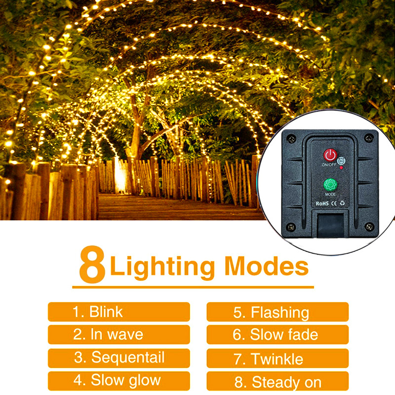 32M 300LED Solar Lights Outdoor Waterproof Fairy String Lights for Home ...