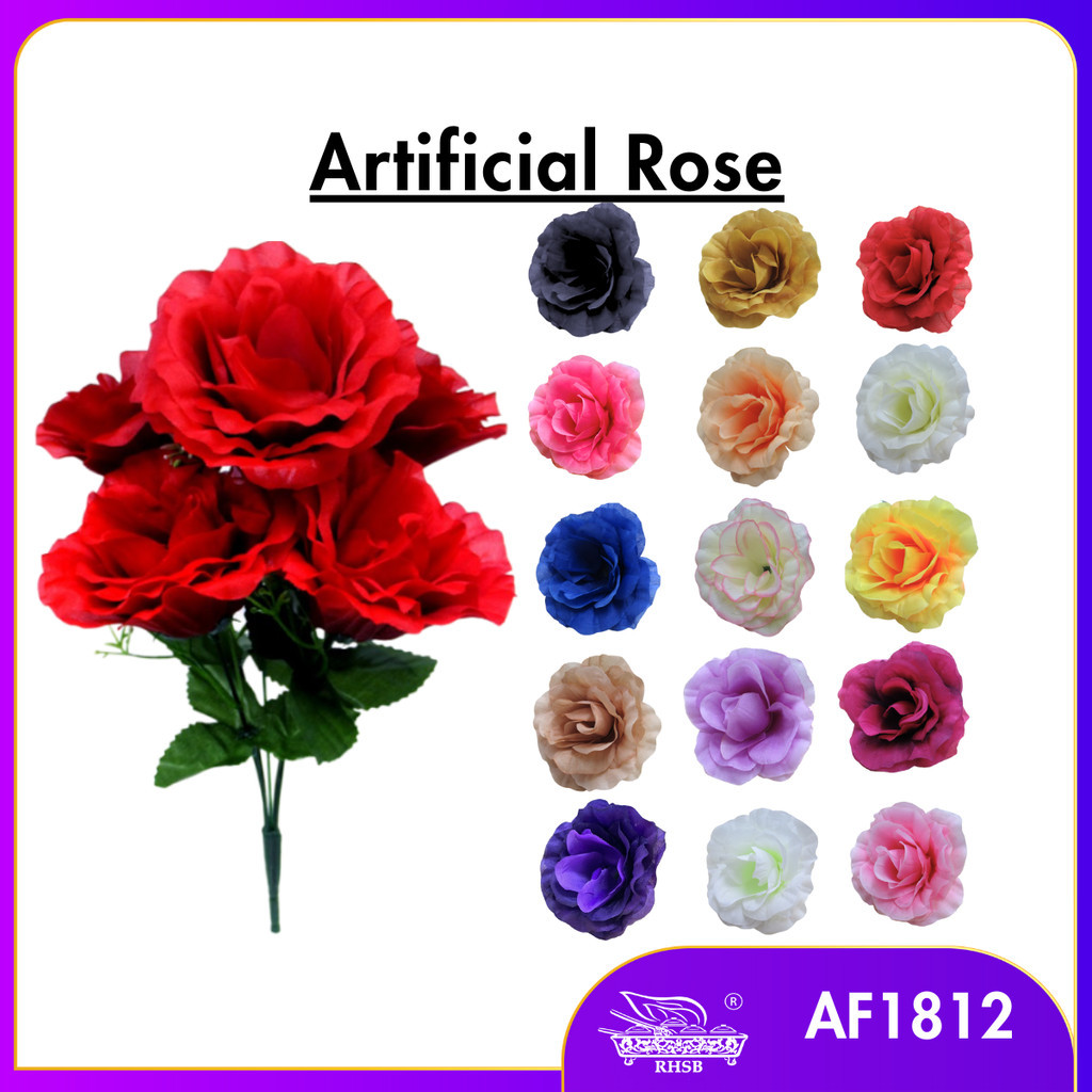 5 HEADS ARTIFICIAL ROSE/ HAND BOUQUET/ BUNGA ROSE/ BUNGA HIASAN/ BUNGA ...