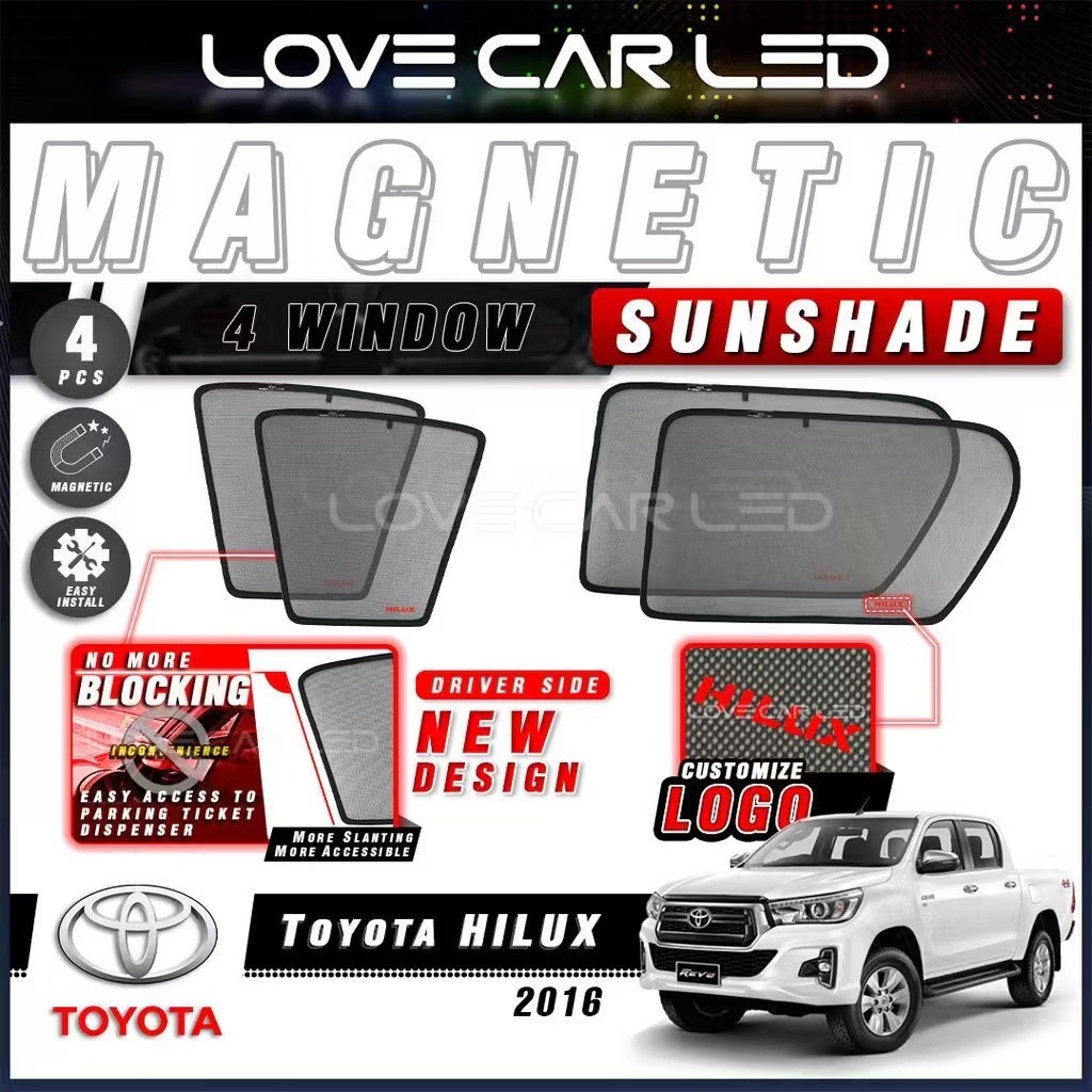 4Pcs TOYOTA HILUX REVO Magnetic Sunshade Curve Window Shape Window ...