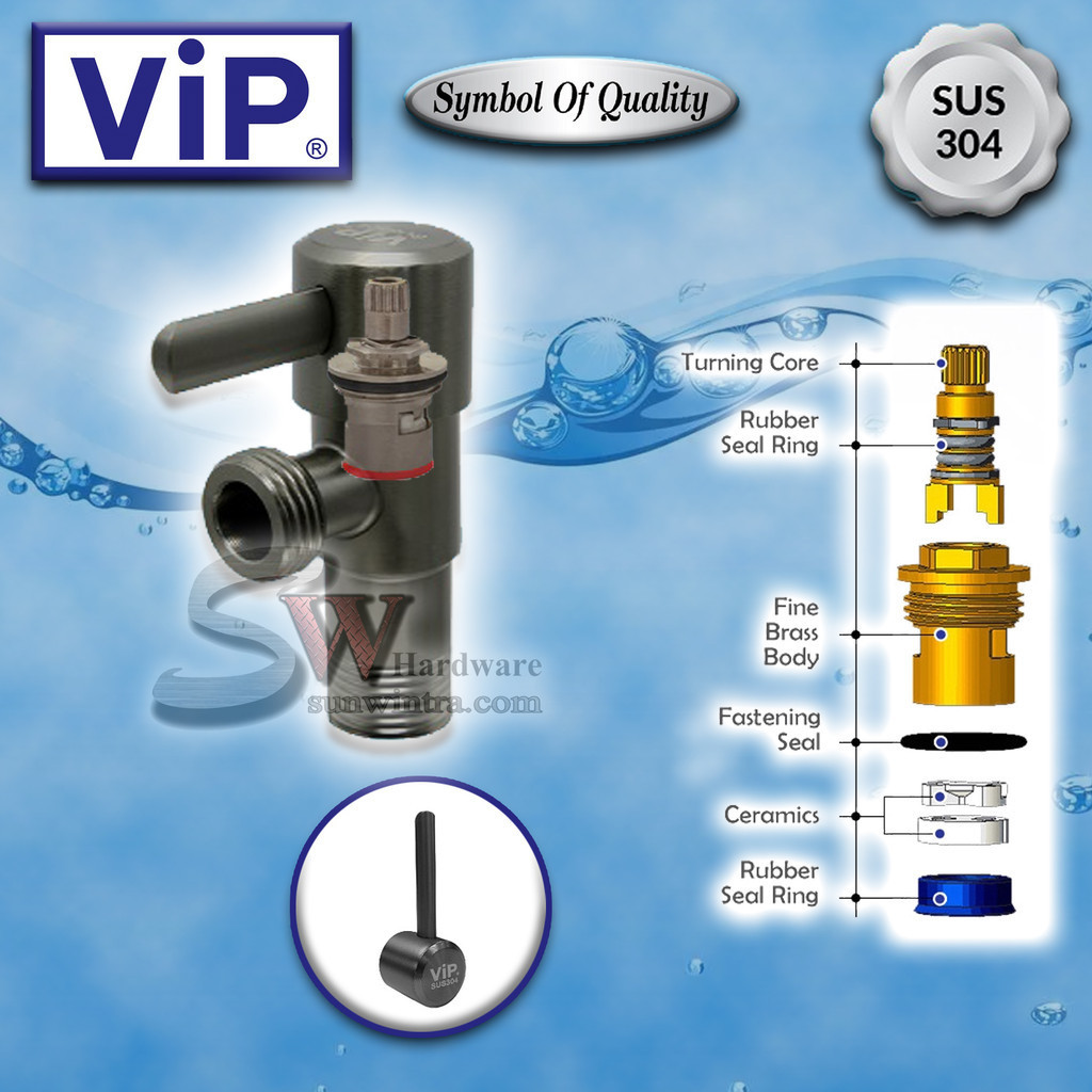 VIP SUS304 MATT GREY ANGLE VALVE #MG-4413 MG4413 QUATER TURN ANGLE ...