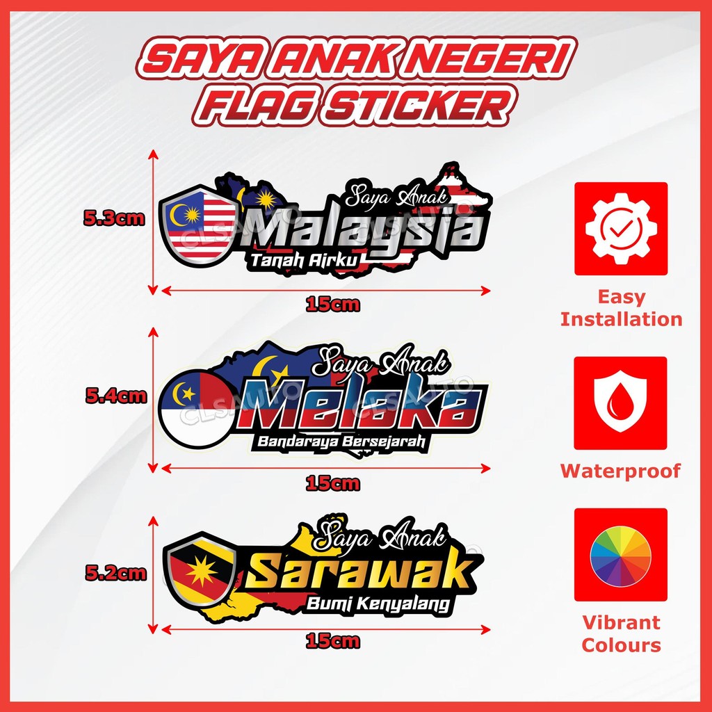 Saya Anak Malaysia Negeri Patriotic Car Sticker / Pelekat Kereta ...