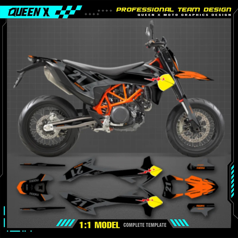 Queen X MOTOR Full Set Motorcycle Graphics Decals Adhesive Stickers ...
