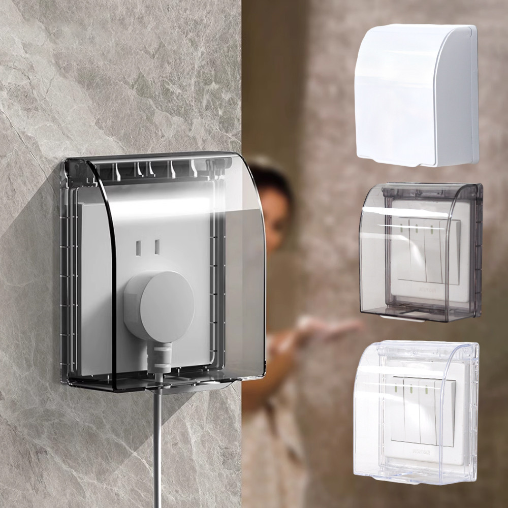 Practical Bathroom Wall Switch Waterproof Cover Flip Type Socket Box ...