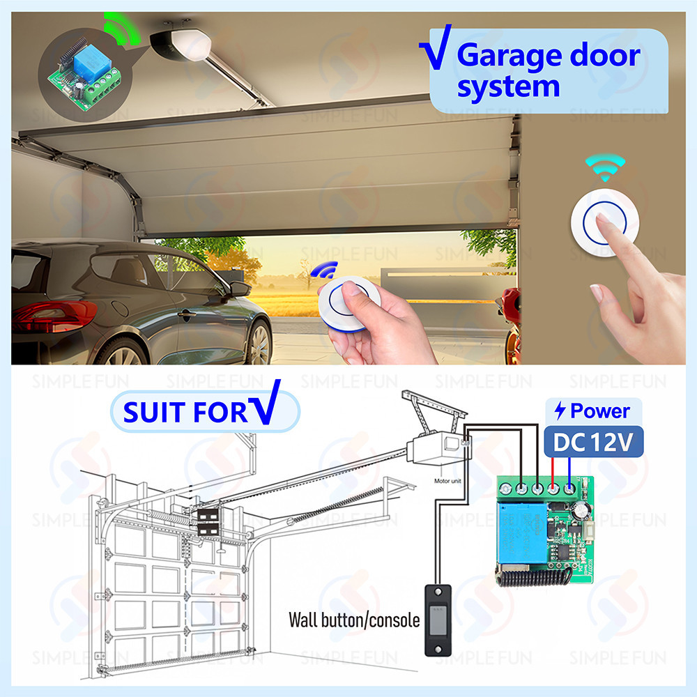 433Mhz Universal Wireless Remote Control Switch DC 12V 10A Relay,Mini ...