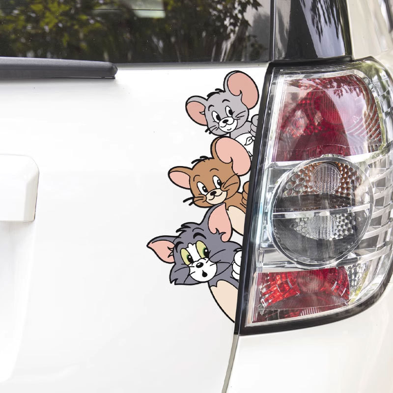 Cat and Mouse Car Stickers: Secretly Observing Creative Cartoon Car ...
