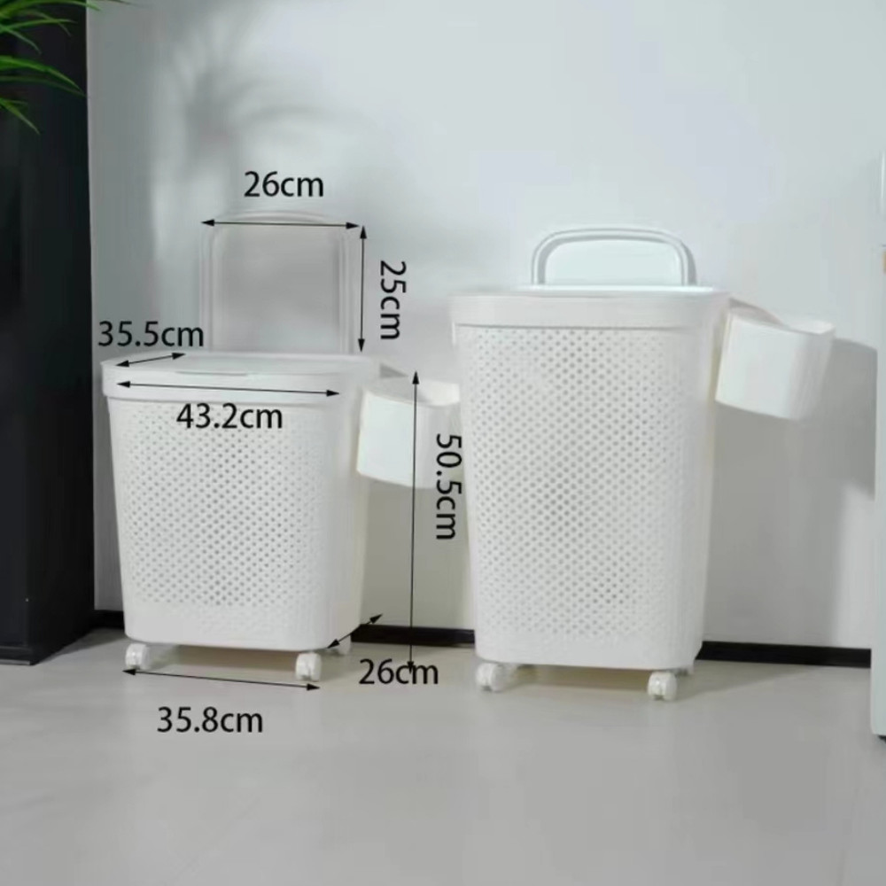 Laundry Basket with Wheels & Lid | Bakul Dobi Beroda & Penutup ...