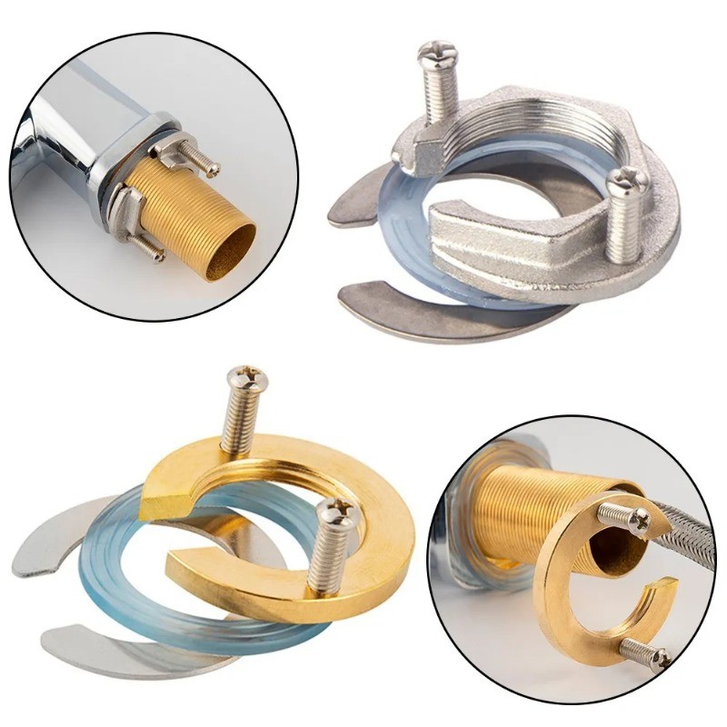 LUORNG 31mm Brass C-Type Faucet Anti-Loosening Nut Kit – Fastening Circlip Washer Set For Kitchen And Bathroom Washbasin Taps, No-Disassembly Installation