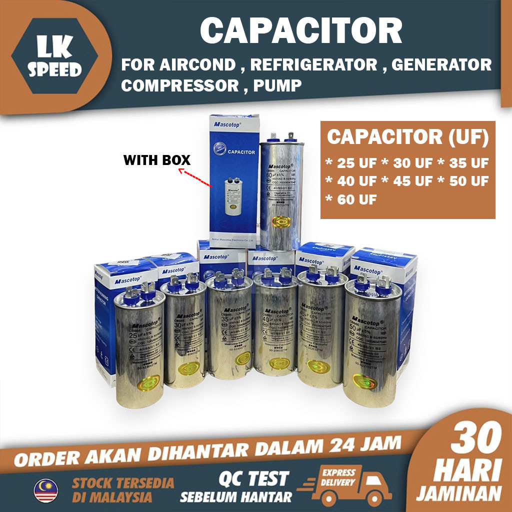 (ORIGINAL MASCOTOP) CAPASITOR 25UF 30UF 35UF 40UF 45UF 50UF CAPACITOR ...