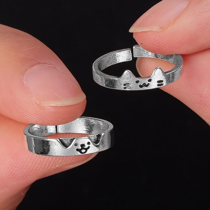 2Pcs Animal Cat Dog Finger Ring - Best Gifts For Lovers - For Wedding ...
