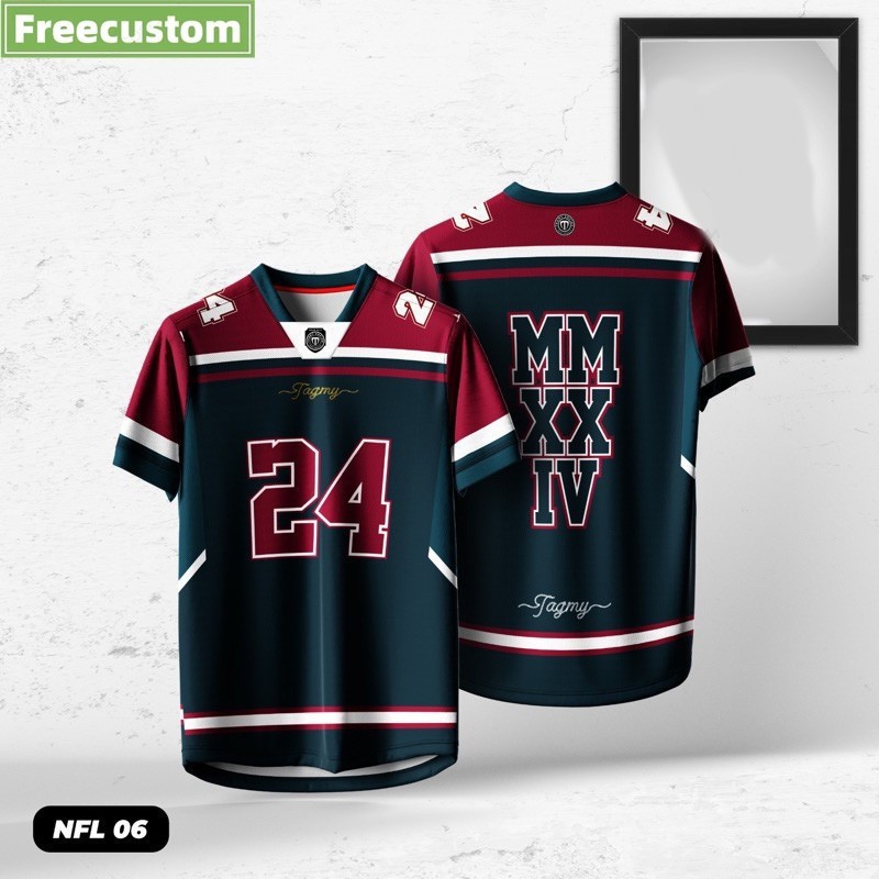 Free Custom Name And Number 2024 NFL jersey Baju Tshirt Lelaki Jersey Ootd Tictok Jersey Men Women Teamwear Shopee Malaysia