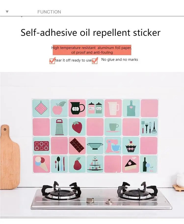 Kitchen Wall Sticker Anti-Oil Waterproof Sticker Self-Adhesive Kitchen ...