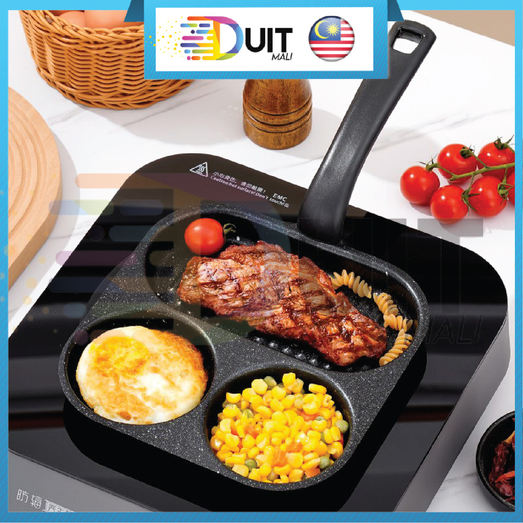 DM Square Pan 4 Grid Fried Egg Non Stick Frying Pan Pancake Maker ...