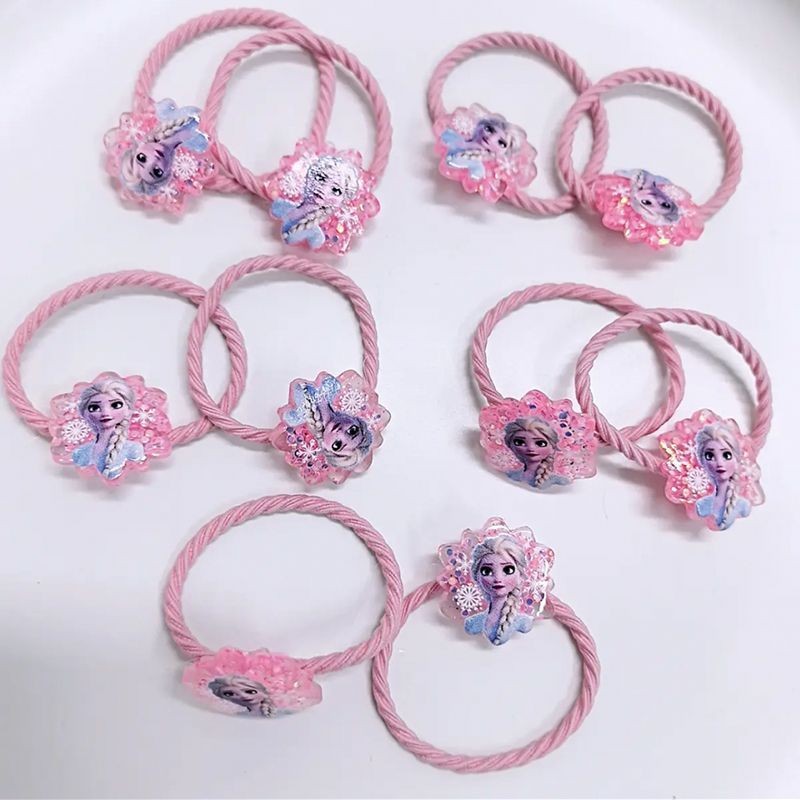 ((10 Pcs) Blue Princess Elsa Hair Tie Girl Sweet Cute Cartoon Pink ...