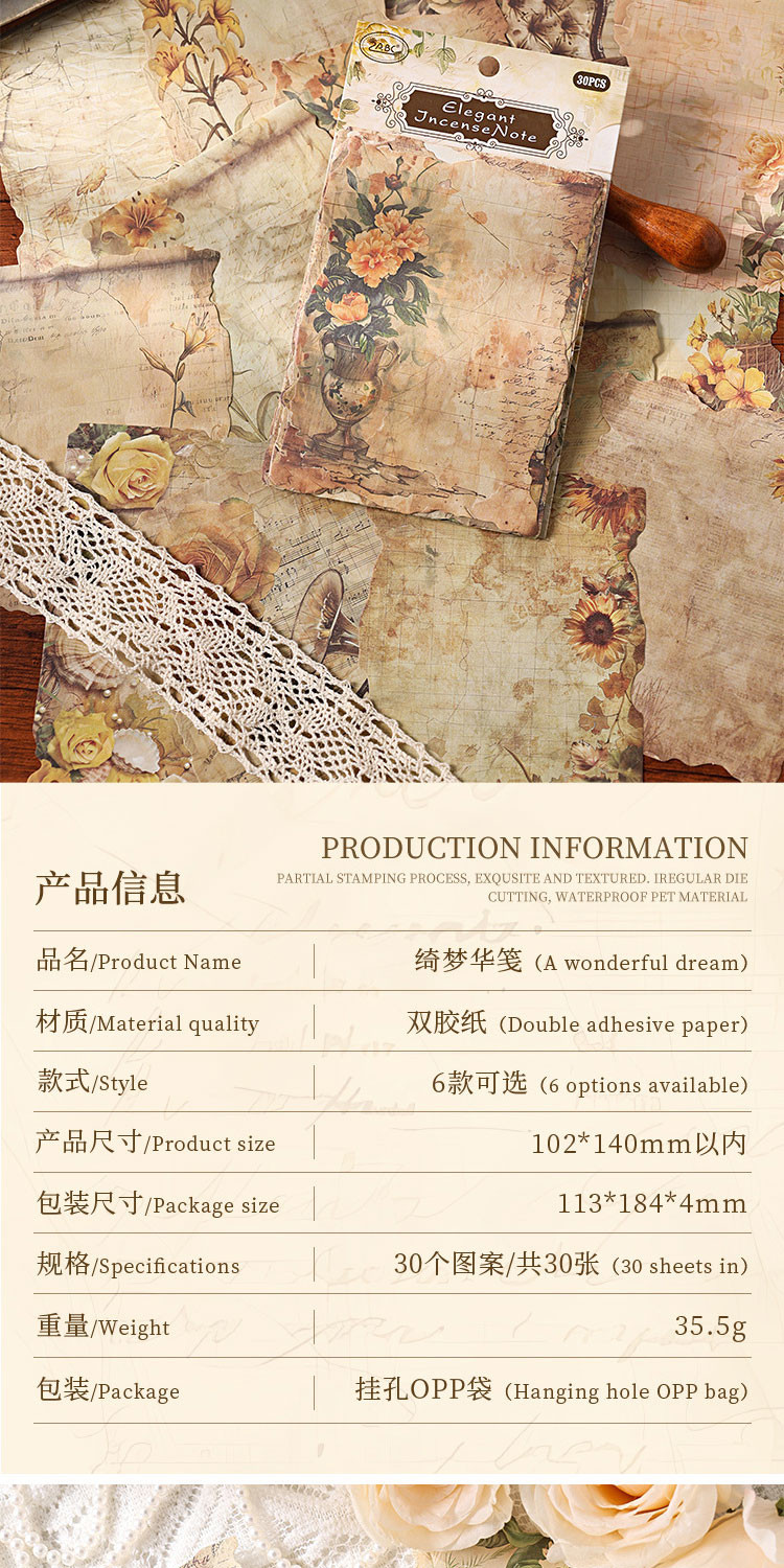 Journamm 30 Sheets Vintage Background Craft Paper Collage Junk Journal ...