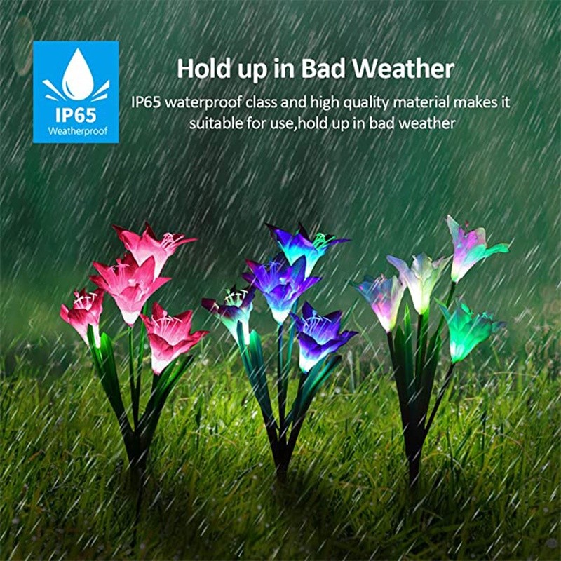 Solar Lily Flower Lights Outdoor Waterproof for Outdoor Garden Street