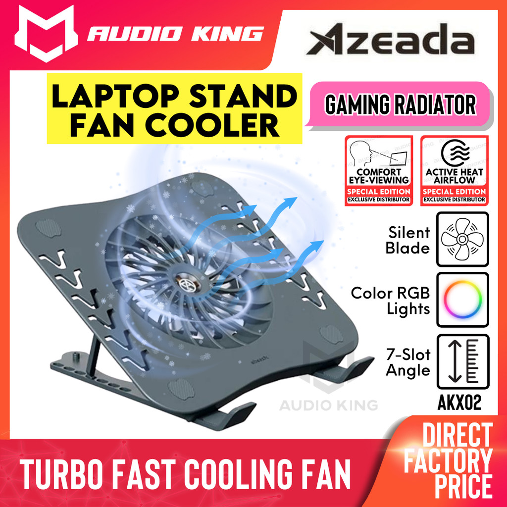 AZEADA Turbo Gaming Cooler Adjustable Slim Foldable Laptop Matebook Pad ...