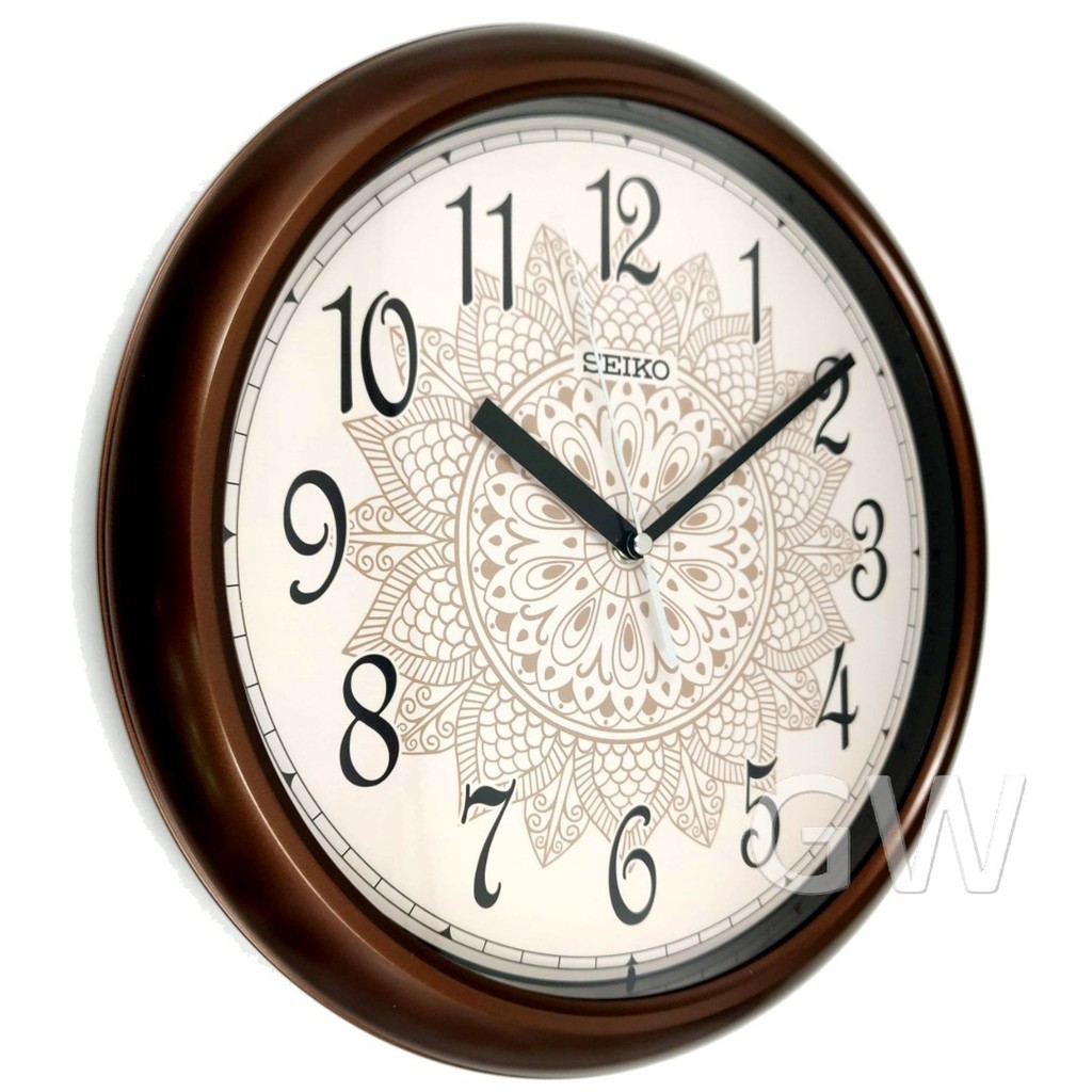 100% ORIGINAL SEIKO Quartz Batik Pattern Gold Black Wall Clock QHA018 ...