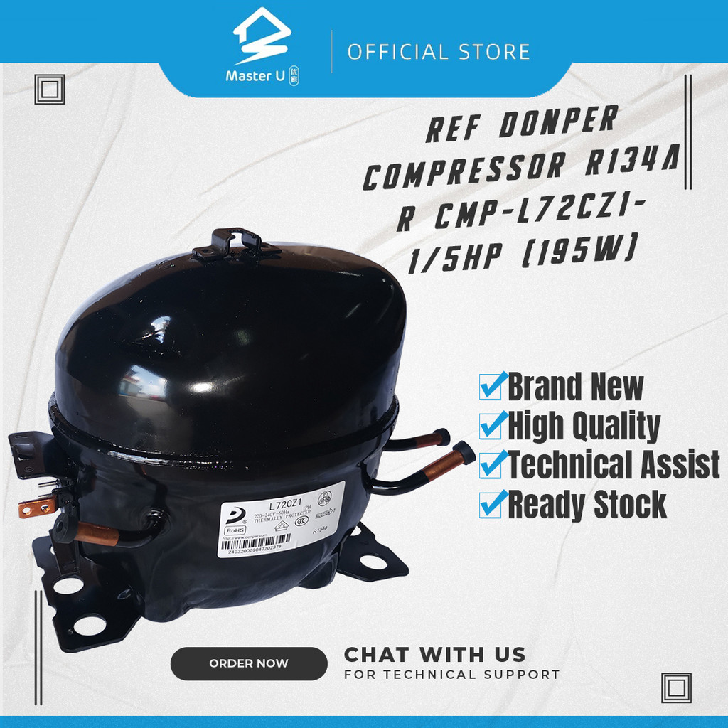 REFRIGERATOR DONPER COMPRESSOR R134A - 1/5HP (195W)-R CMP-L72CZ1 ...