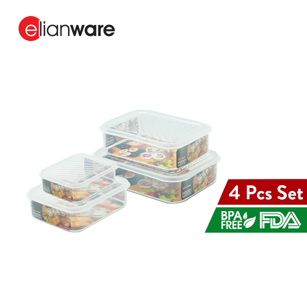 Elianware BPA Free Transparent Tall Rectangular Fridge Freezer ...