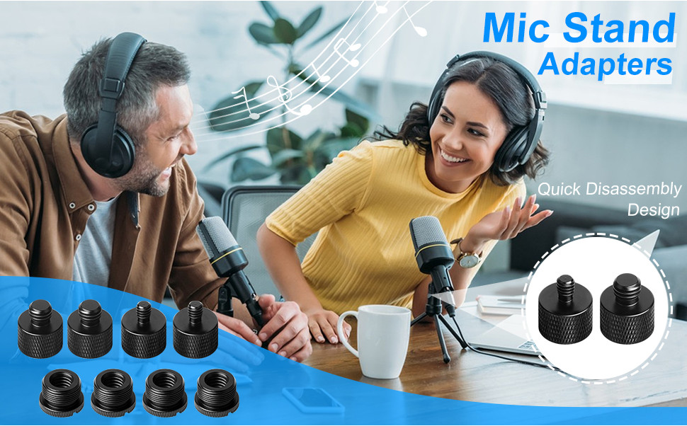 8 Pcs Mic Stand Adapter Microphone Adapter, 5/8 Female to 3/8 Male and ...