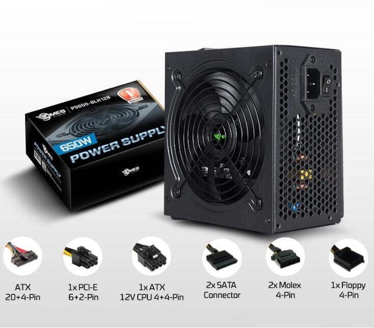 DMES 550W / 650W ATX Standard Normal Power Supply PSU (PS550-BLK12R ...