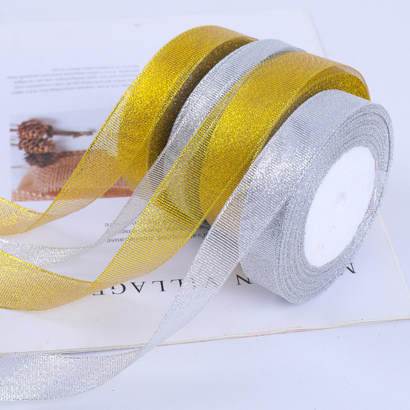 Glitter Craft Ribbon – Metallic Gold and Silver for Scrapbooking 22m ...
