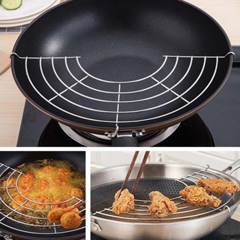 Kitchen Stainless Steel Semi-circular Oil Drain Rack Fried Food Oil ...