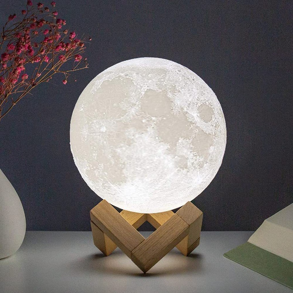 LED Moon Lamps Lamp Sleep Bed Night Light Battery Powered with Stand ...