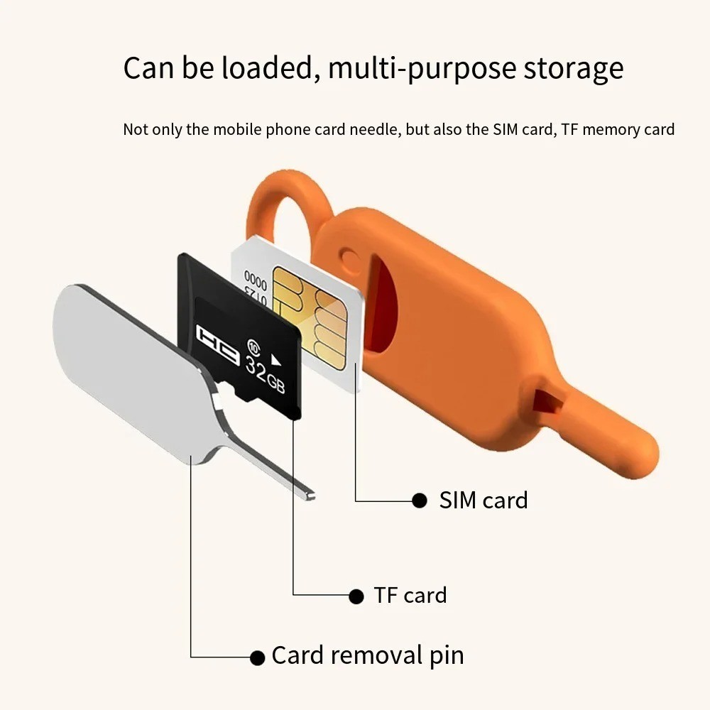Portable 2 in 1 Anti-Lost Mini SIM Card Eject Pin Needle Universal ...