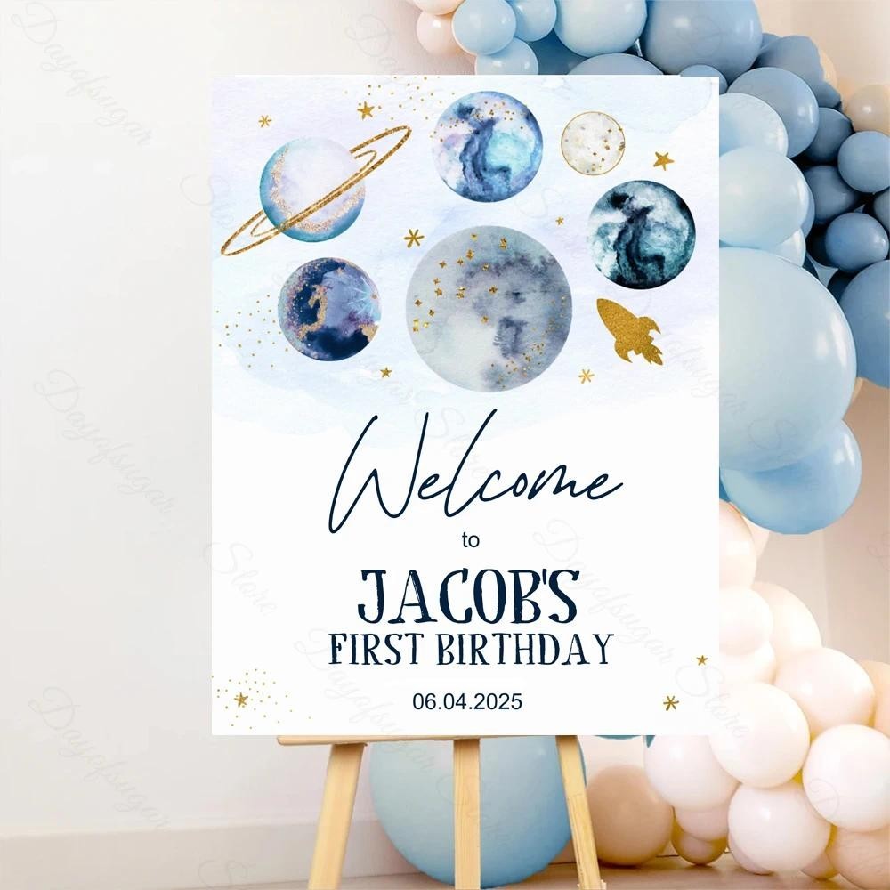 Outer Space Birthday Welcome Sign Mosaic Board Custom Welcome Baby ...