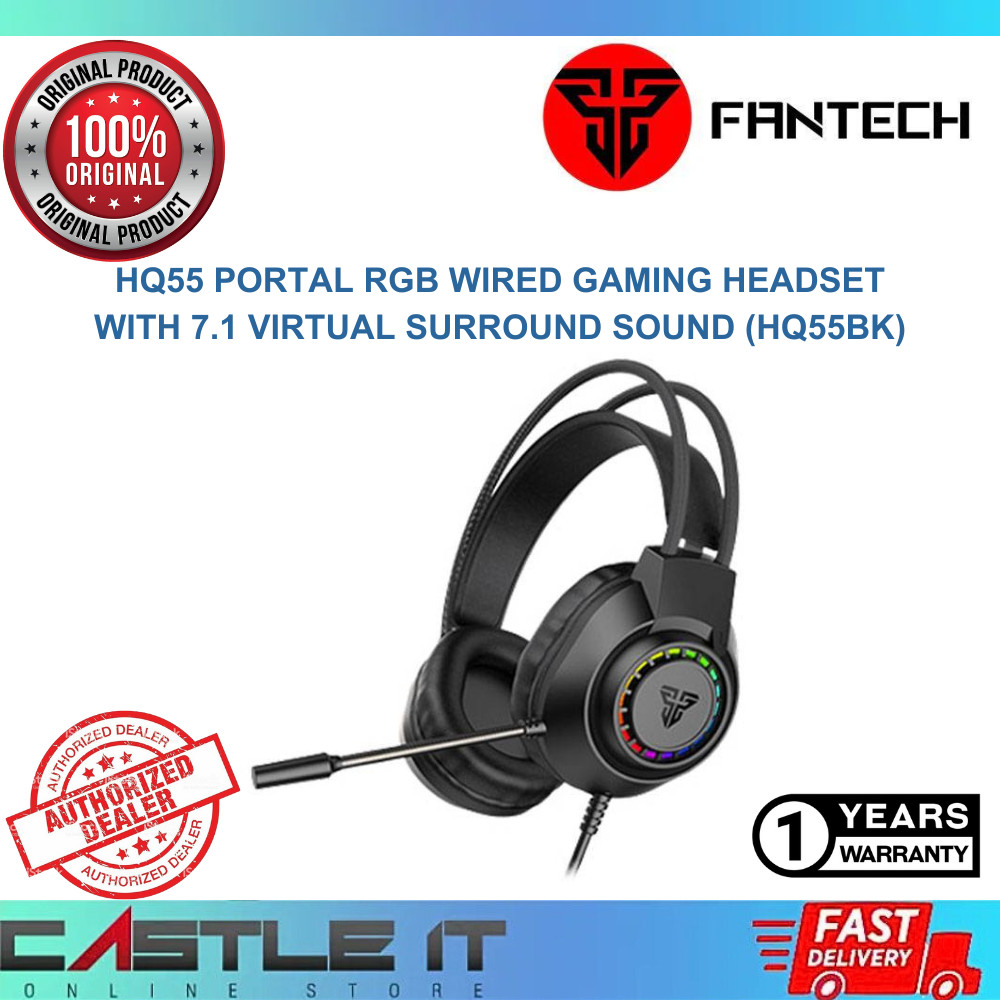 Fantech HQ55 PORTAL RGB Wired Gaming Headset with 7.1 Virtual Surround ...