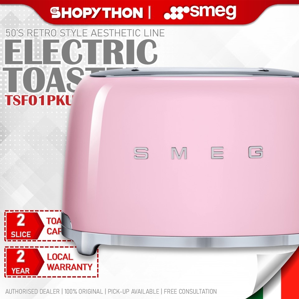 SMEG Electric Toaster TSF01PKUK - Pink (950W) 2-Slice Bread Pembakar ...