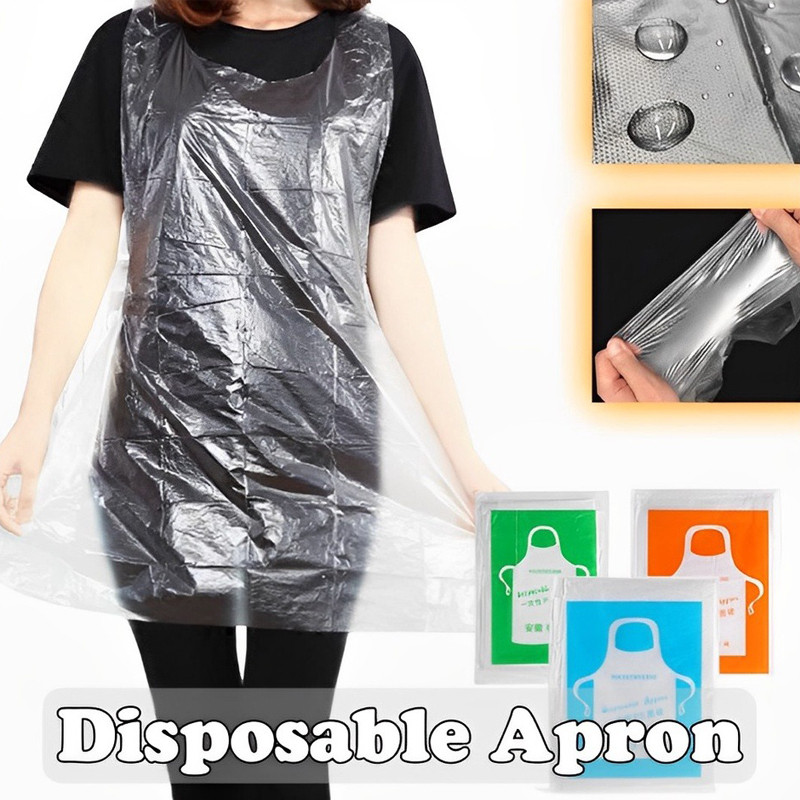 25PCS Disposable Kitchen Aprons Plastic Waterproof Apron Individually ...