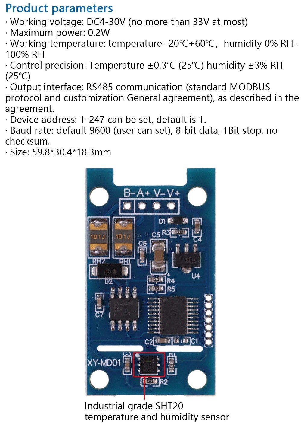Temperature And Humidity Transmitter SHT20 Sensor Module Precision ...