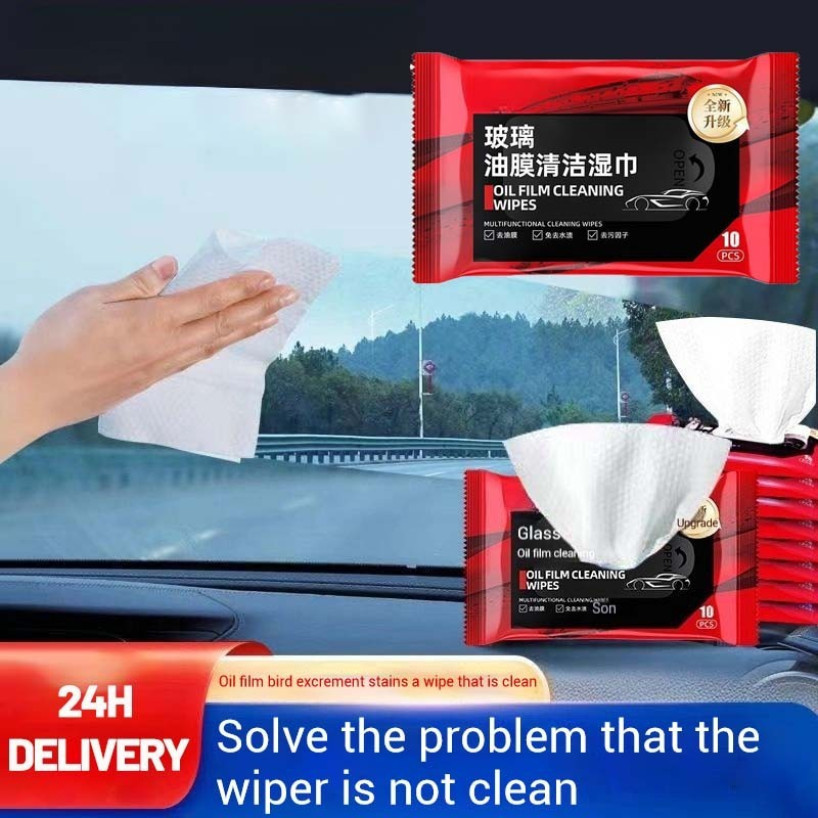 100pcs/10pack Glass Stain Remover Cleaning Wipes 玻璃油膜去除湿巾 镀膜湿巾 Car