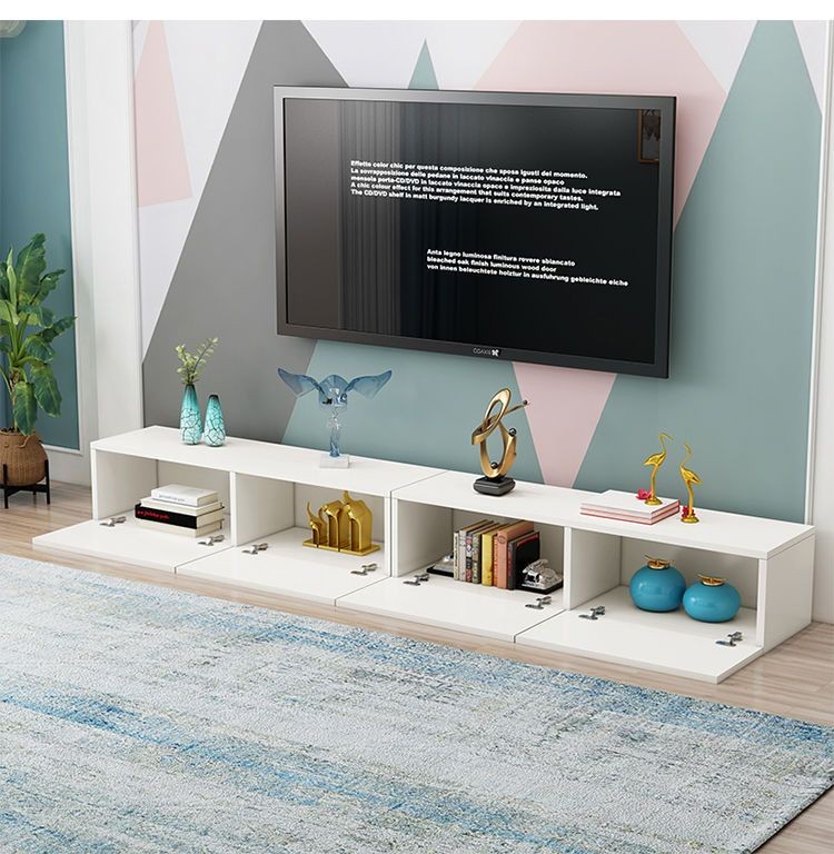 💗TV Cabinet White Colour Nordic Modern Style living room TV Rack ...